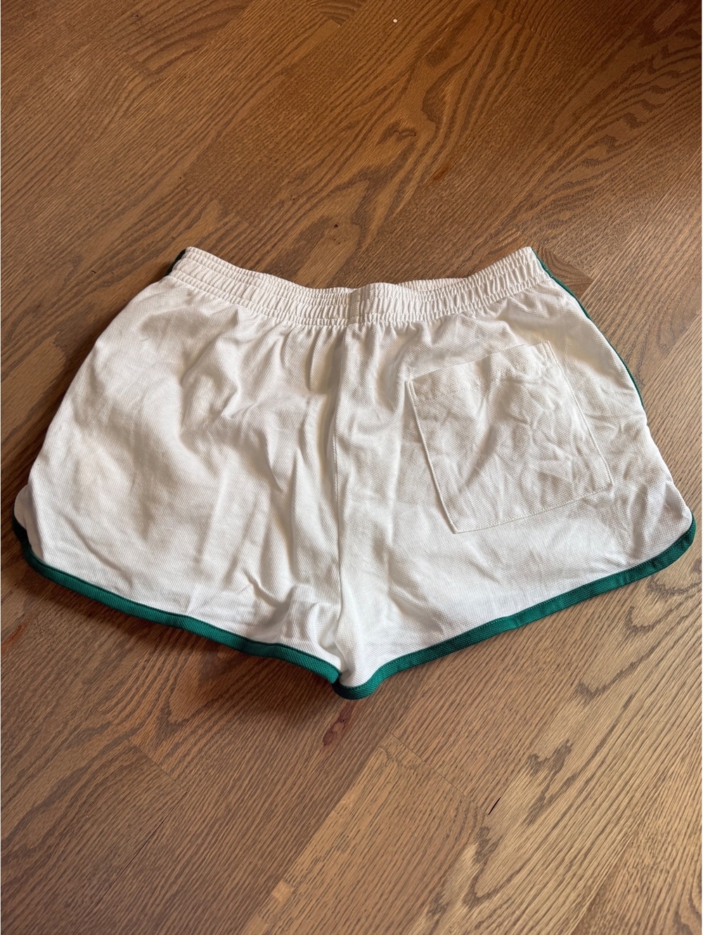 Sporty & Rich Women's Tennis Club Casual Shorts White with Green Trim - Picture 5 of 10
